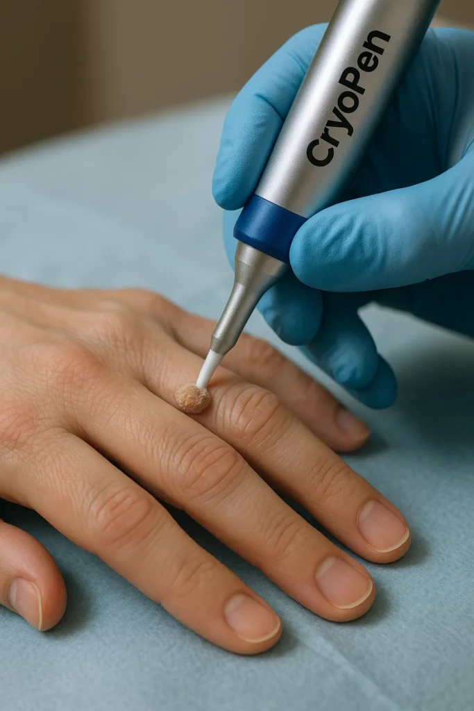 example of cryopen wart removal Kingston upon Thames treatment on a persons finger