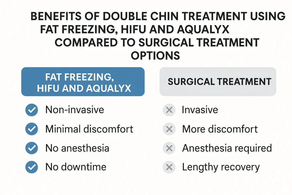 Graphic about the benefits of double chin treatment Kingston upon Thames - from LA LIPO