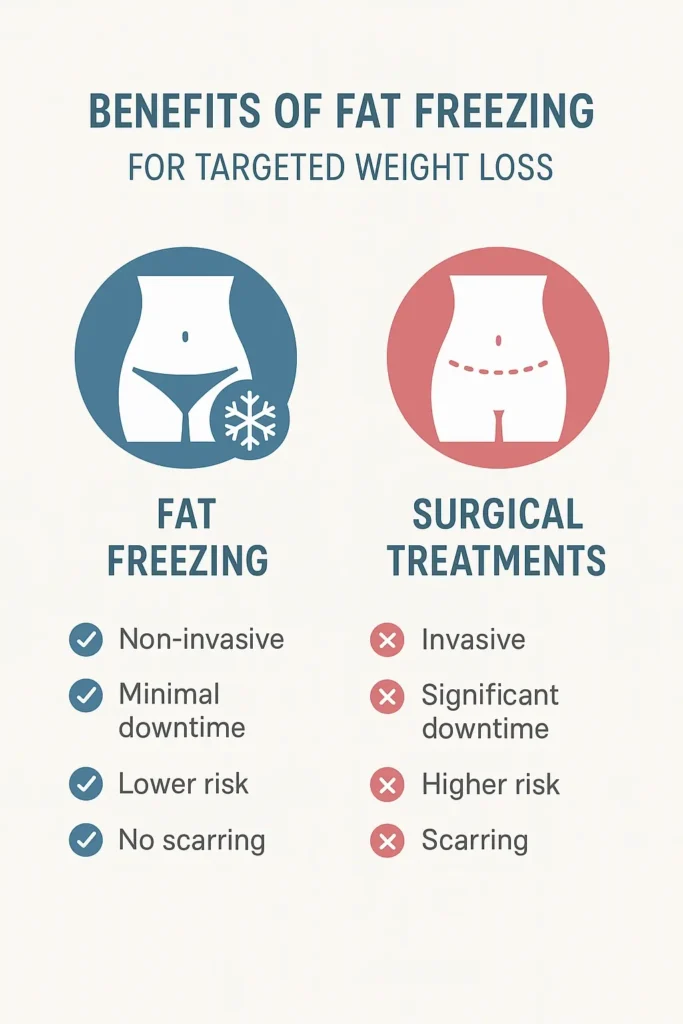 graphic showing the benefits of fat freezing Kingston upon Thames