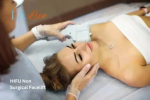 Woman having Hi-Fu to reduce wrinkles Kingston upon Thames.