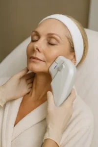 Woman receiving HIFU non surgical facelift treatment Kingston upon Thames